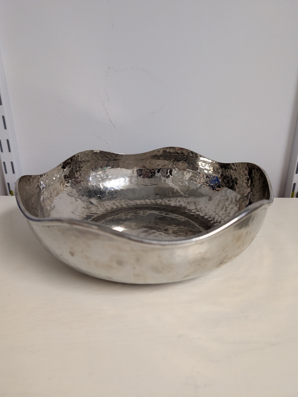 Vintage Italian Silver Plate Hammered Wavy Bowl Hand Beaten Centerpiece